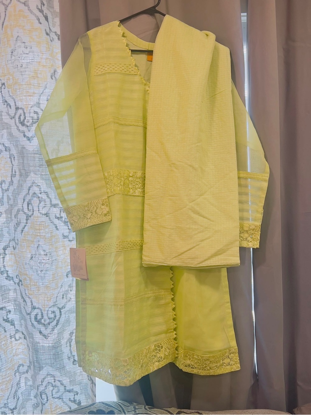 Pakistani Lime Green Embroidered Kurta Set
